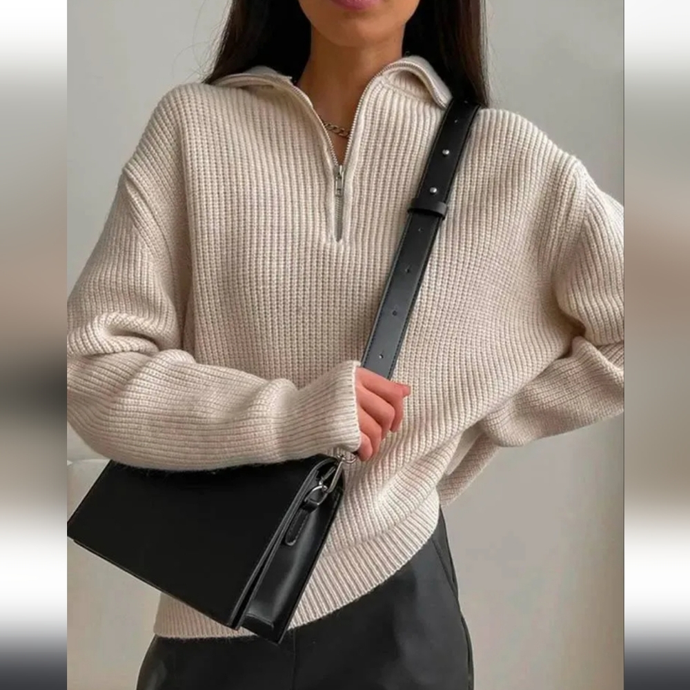 Like New | Only & Sons | Turtleneck Zip Sweater-Winter Chic | Grey | Size: XS/TP